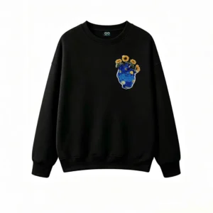 Buzo Cuello Redondo Algodón Estampado Corazón Van Gogh Girasoles Casual