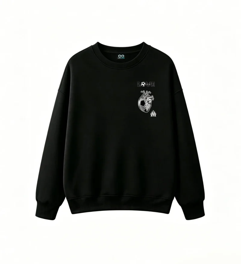 主图_1 Buzo Cuello Redondo Algodón Estampada Corazón Fútbol Amor Regalo Premium