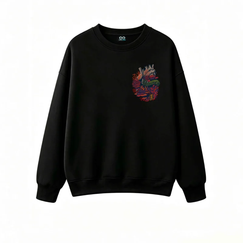Buzo Cuello Redondo Algodón Estampado Arrecife Coral Pulpo Diseño Unico