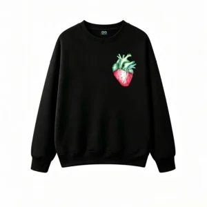 Buzo Cuello Redondo Algodón Estampado Corazón Frutilla Diseño Artístico