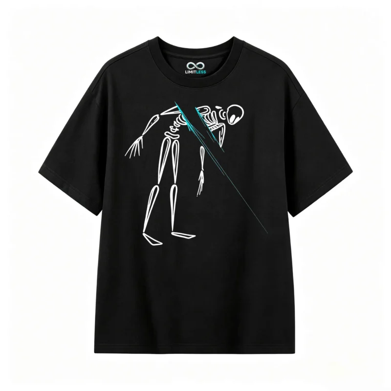 Remera Algodón Estampado Esqueleto Abstracto Urbano Premium