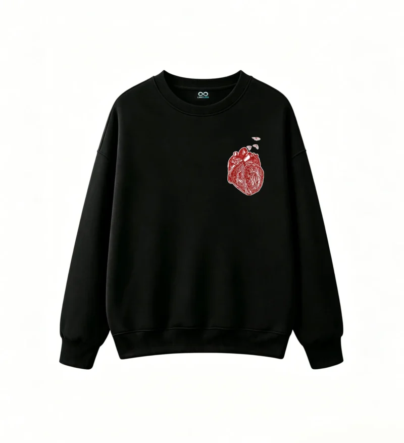 Buzo Cuello Redondo Algodón Estampado Corazón Anatómico Diseño Gótico