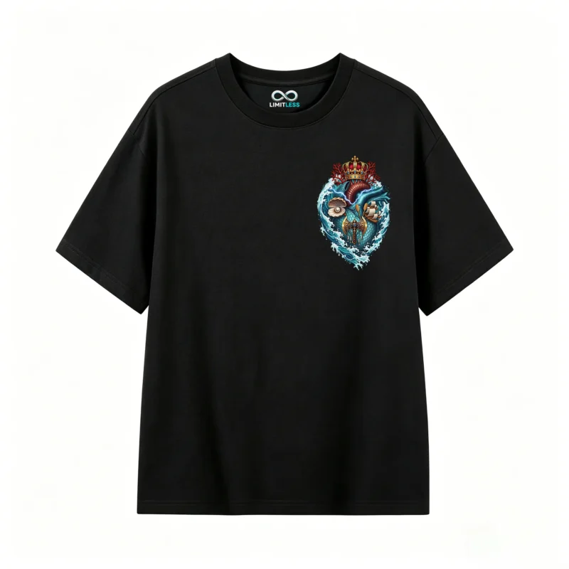 Remera Algodón Estampado Corazón Marino Corona Premium