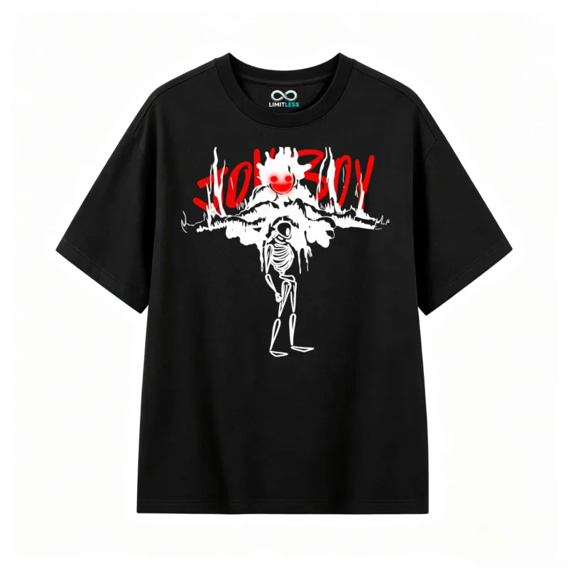 Remera Algodón Estampado Skeleton Oversize Diseño Urbano