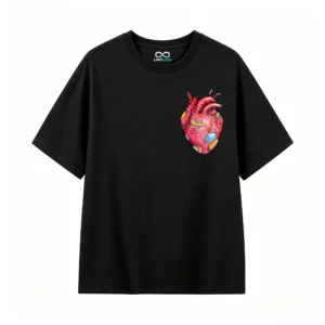 Remera Algodón Estampado Corazón Remendado Diseño Artístico