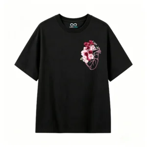 Remera Algodón Estampado Corazón Flores Diseño Floral Premium