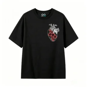 Remera Algodón Estampado Corazón Flores Tattoo Urbano Premium