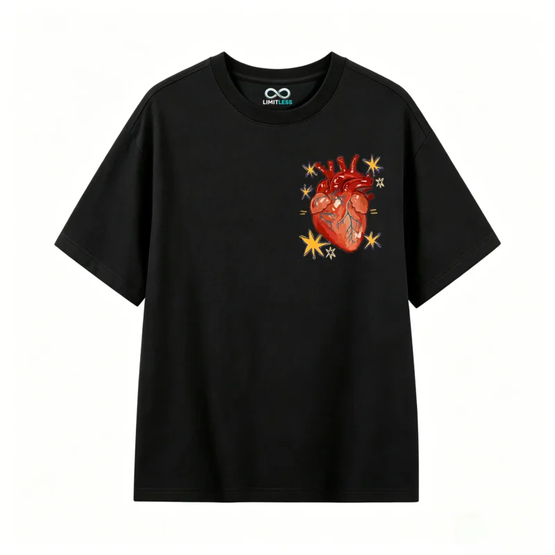 Remera Algodón Estampada Corazón Anatómico Diseño Artístico