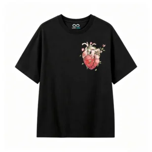 Remera Algodón Estampado Corazón Floral Arte Botánico Premium