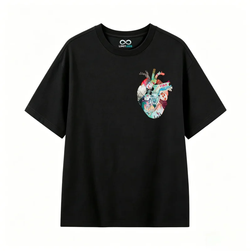 主图_1 Remera Algodón Estampado Corazón Vida Abstracto Premium
