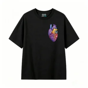 Remera Algodón Estampado Corazón Anatómico Flores Premium