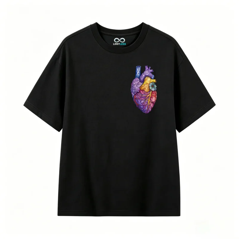 Remera Algodón Estampado Corazón Anatómico Flores Premium