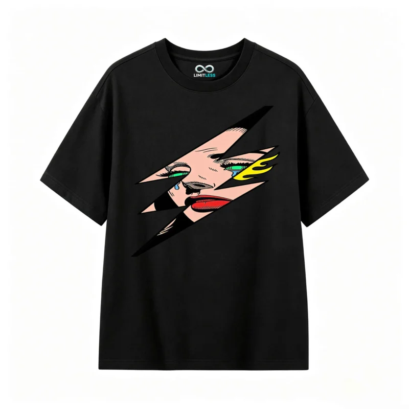 主图_1 Remera Algodón Estampado Pop Art Rayo Estilo Urbano Premium
