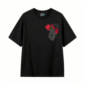 Remera Algodón Estampado Corazón Flores Diseño Artístico