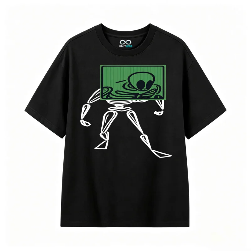 主图_1 Remera Algodón Estampado Alien Esqueleto Urbano Oversize