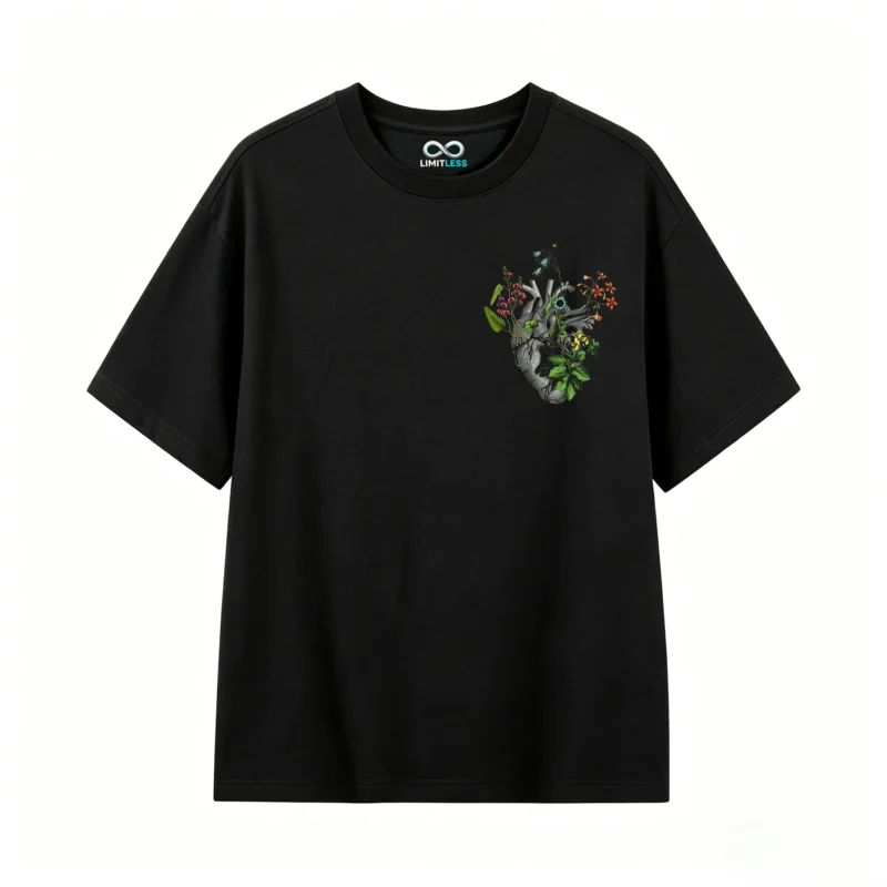 Remera Algodón Estampado Corazón Floral Botánico Premium