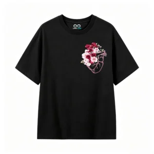 Remera Algodón Estampado Corazón Rosas Flores Diseño Arte