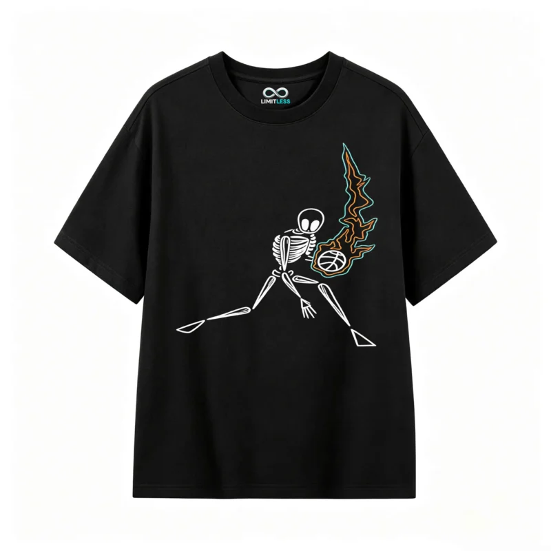 主图_1 Remera Algodón Estampado Esqueleto Básquet Fuego Premium