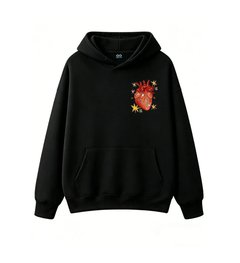 主图_1 Buzo con Capucha Algodón Estampado Corazón Anatómico Diseño Artístico