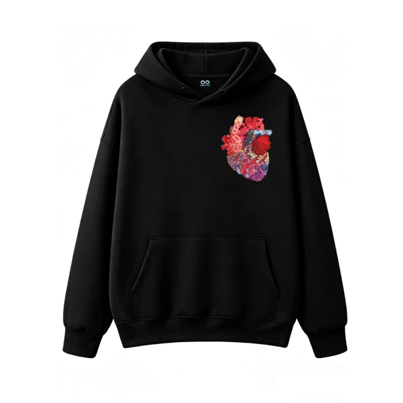 主图_1 Buzo con Capucha Algodón Estampado Corazón Abstracto Diseño Artístico