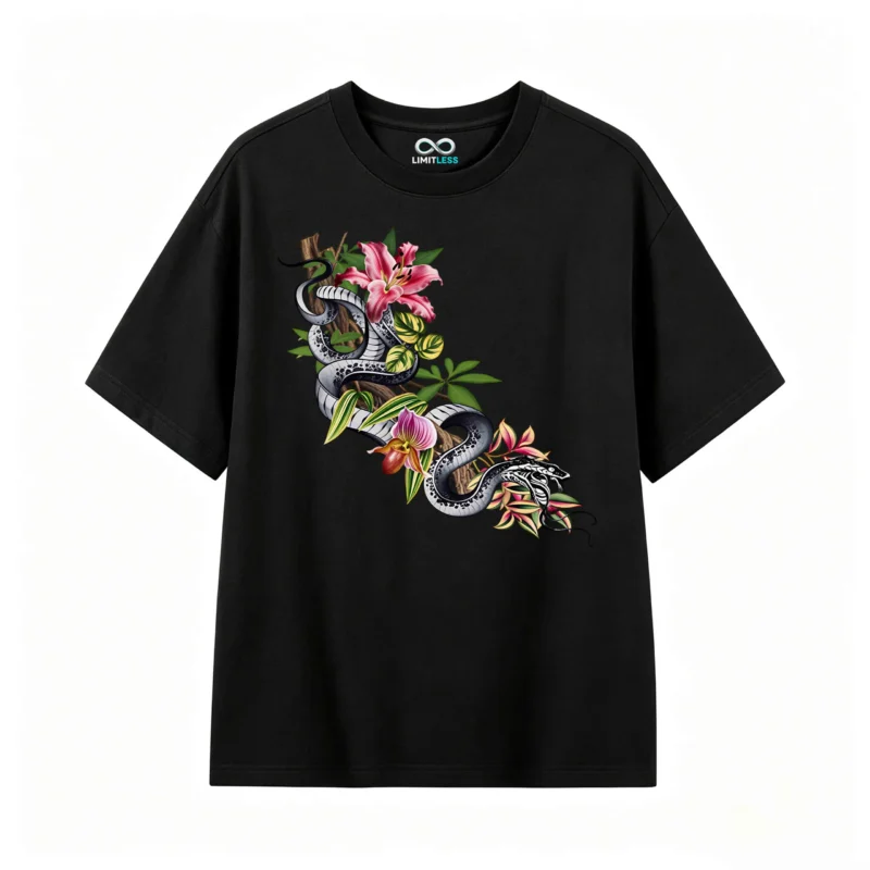 主图_1 Remera Algodón Estampado Serpiente Flores Diseño Exclusivo