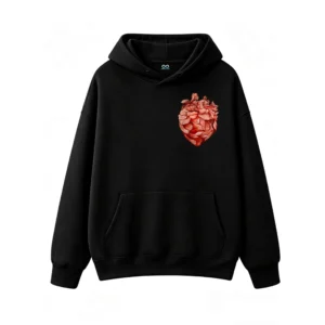 Buzo con Capucha Algodón Estampado Corazón Floral Arte Acuarela Premium