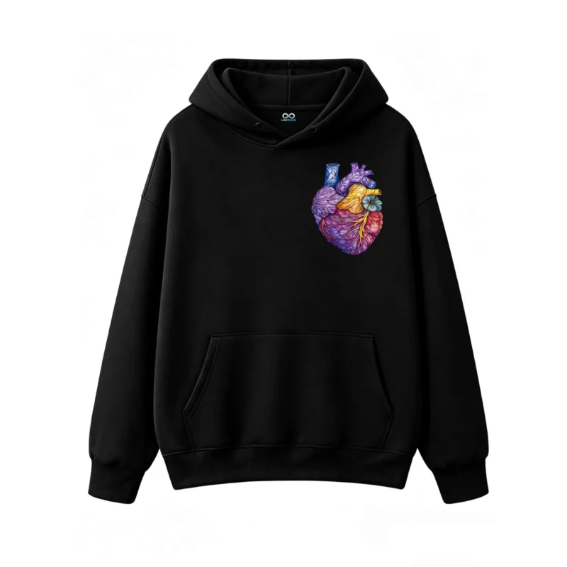 主图_1 Buzo con Capucha Algodón Estampado Corazón Anatómico Flores Premium