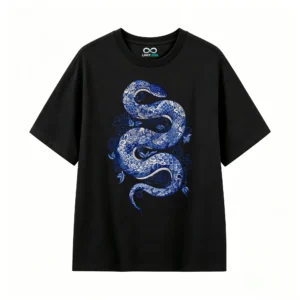 Remera Algodón Estampado Serpiente Porcelana Vintage Casual