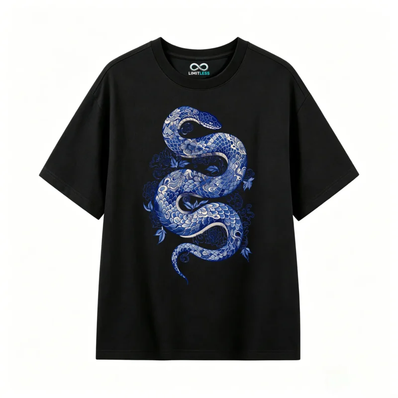 Remera Algodón Estampado Serpiente Porcelana Vintage Casual