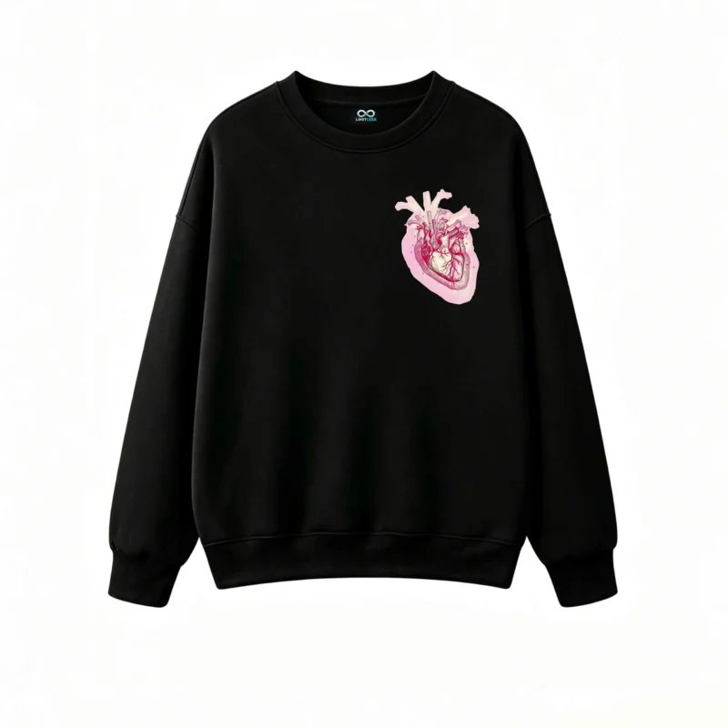 Buzo Cuello Redondo Algodón Estampado Corazón Anatómico Diseño Vintage