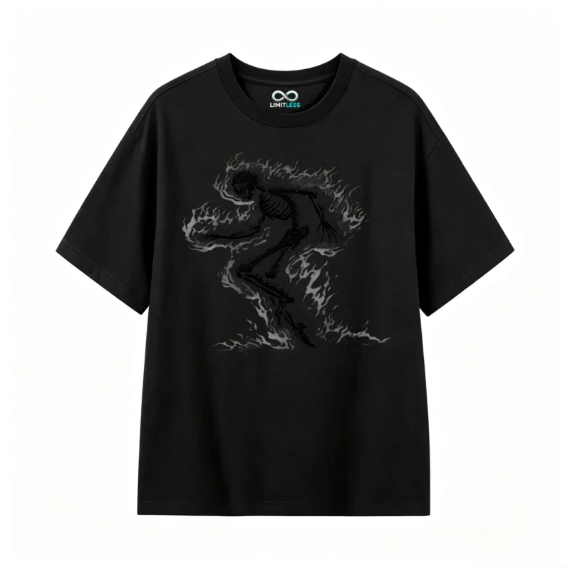 主图_1 Remera Algodón Estampado Fuego Aesthetic Oversize Calidad Premium