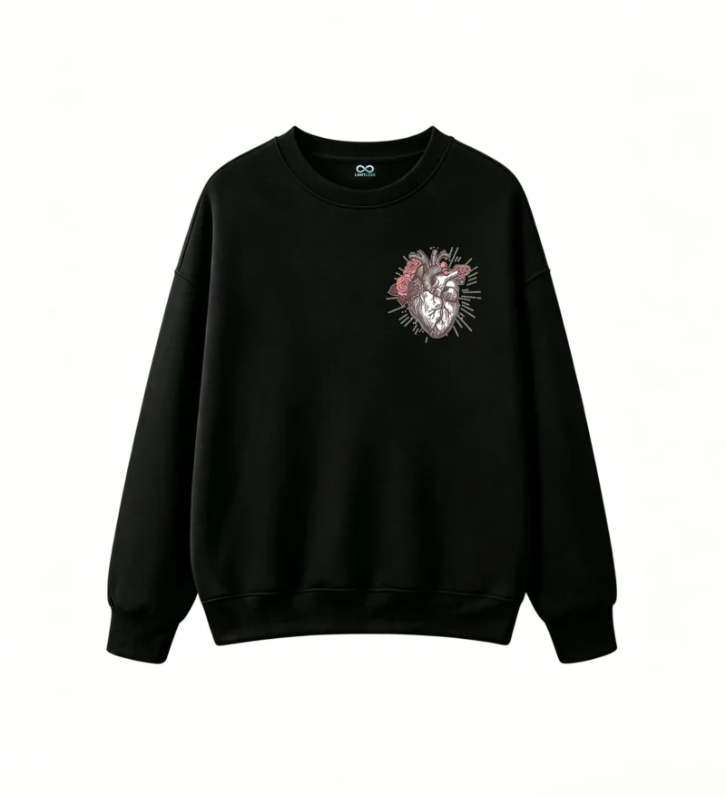 主图_1 Buzo Cuello Redondo Algodón Estampado Corazón Rosas Artístico Premium