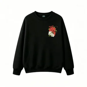 Buzo Cuello Redondo Algodón Estampado Corazón Flores Diseño Botánico Art