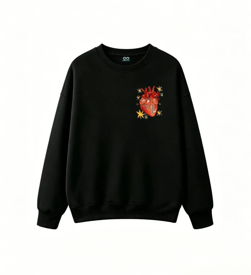 Buzo Cuello Redondo Algodón Estampado Corazón Anatómico Casual Calidad