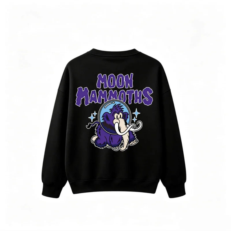 主图_1 Moon Mammoths Back Print Crew Neck Sweatshirt