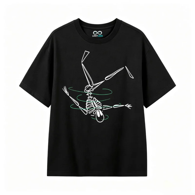 Remera Algodón Estampado Esqueleto Nadador Diseño Urbano