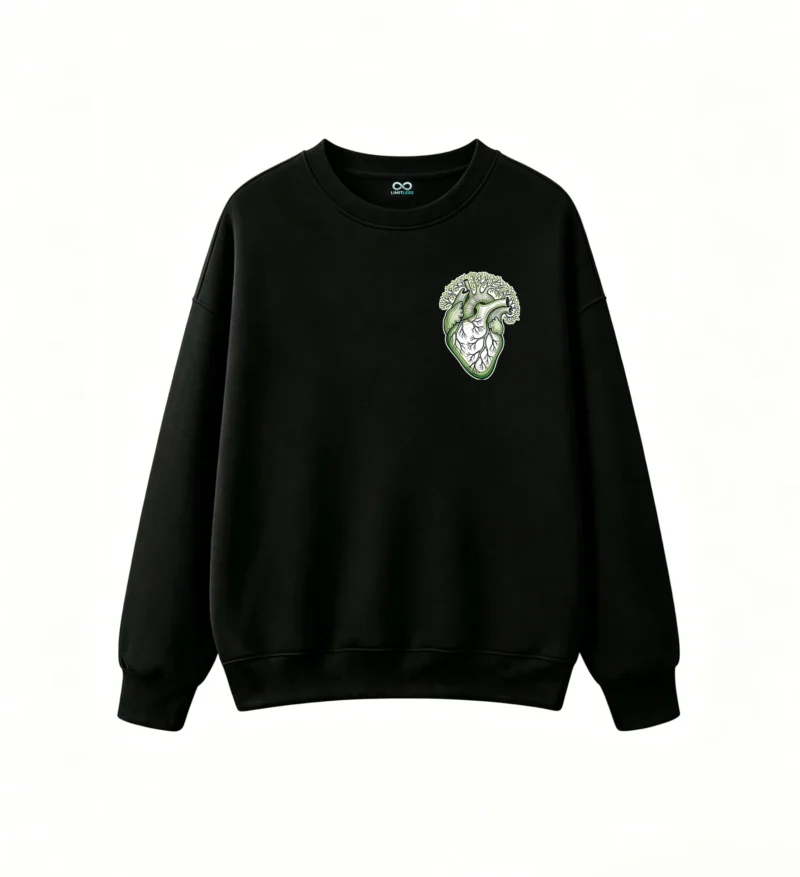 Buzo Cuello Redondo Algodón Estampado Corazón Árbol Diseño Nature Premium