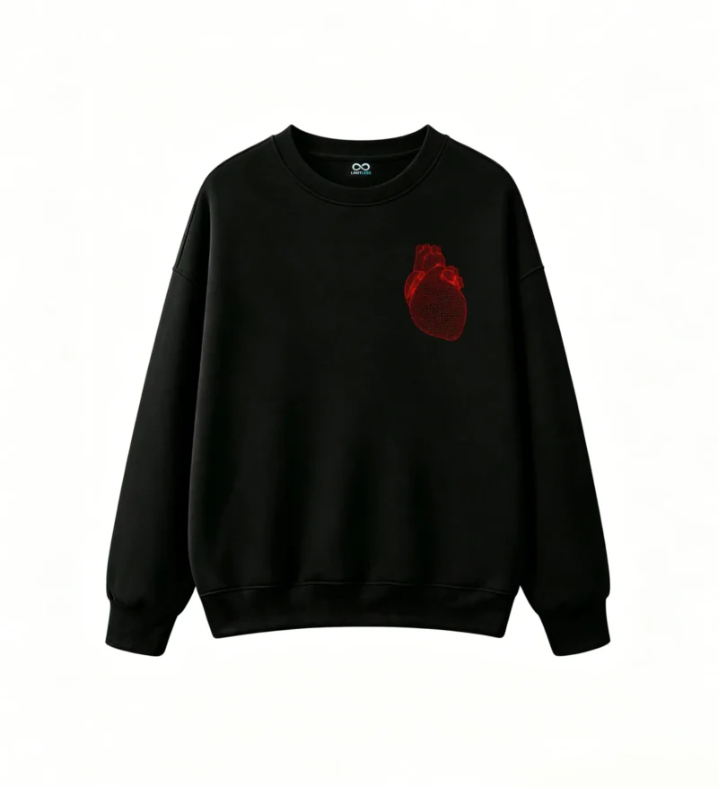 主图_1 Buzo Cuello Redondo Algodón Estampado Corazón 3D Wireframe Diseño Moda