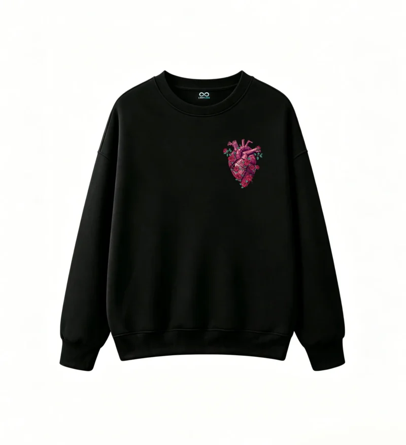 Buzo Cuello Redondo Algodón Estampado Corazón Rosas Geométrico Casual