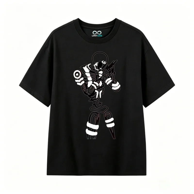 Remera Algodón Estampado Esqueleto Abstracto Diseño Urbano