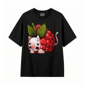 主图_1 Remera Algodón Estampado Gato Frutal Kawaii Diseño Original