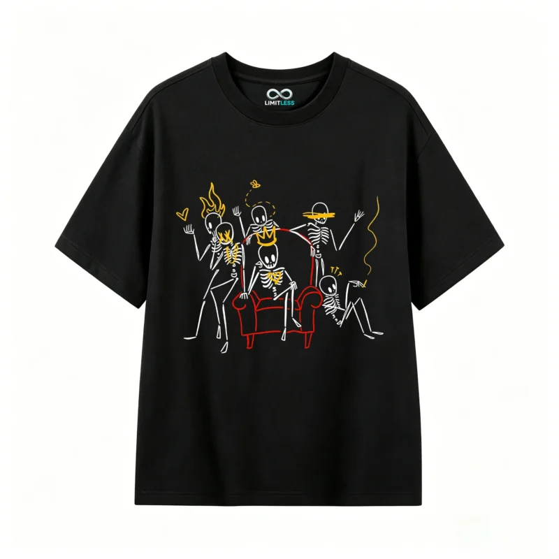 主图_1 Remera Oversize Algodón Estampado Esqueletos Urbano Premium