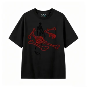 Remera Algodón Estampado Esqueleto Huesos Gótico Oversize