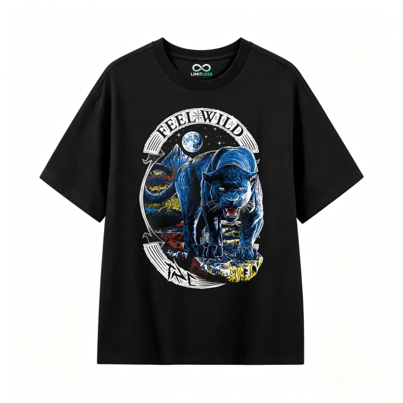 主图_1 Remera Algodón Estampada Pantera Feel Wild Oversize Premium