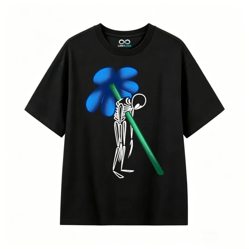 主图_1 Remera Algodón Estampado Flor Blue Arte Aesthetic Premium