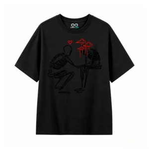 Remera Algodón Estampado Gótico Nubes Corazón Grunge Premium