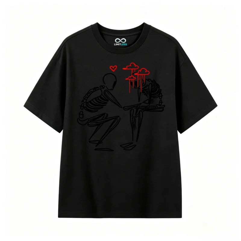主图_1 Remera Algodón Estampado Gótico Nubes Corazón Grunge Premium
