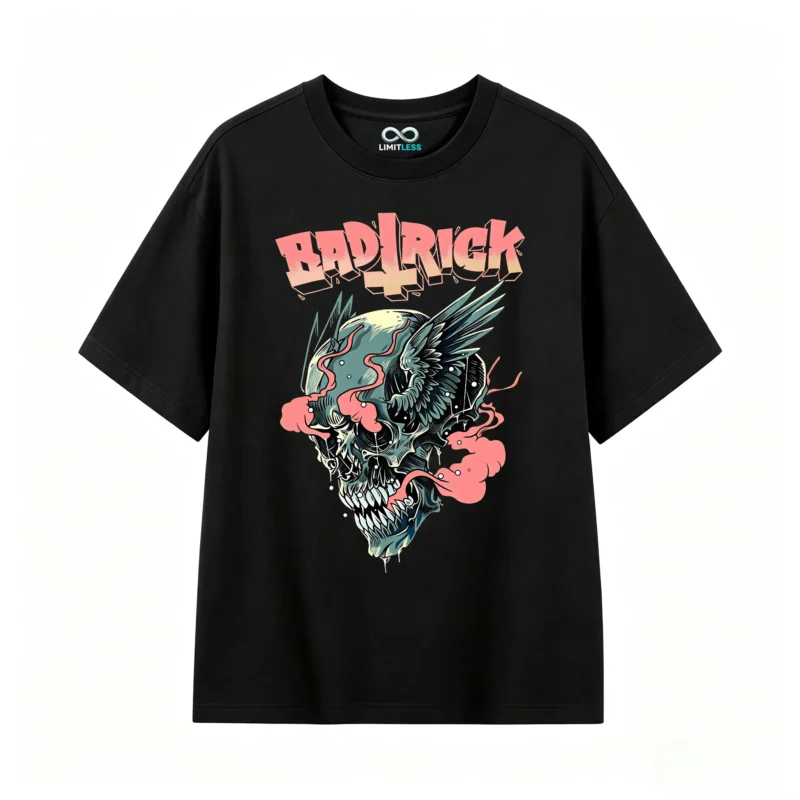 主图_1 Remera Badtrick Algodón Estampada Calavera Alas Premium