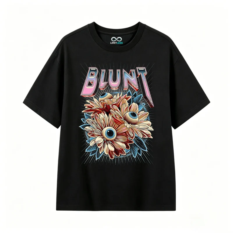 Remera Algodón Estampada Blunt Flores Ojos Estilo Urbano