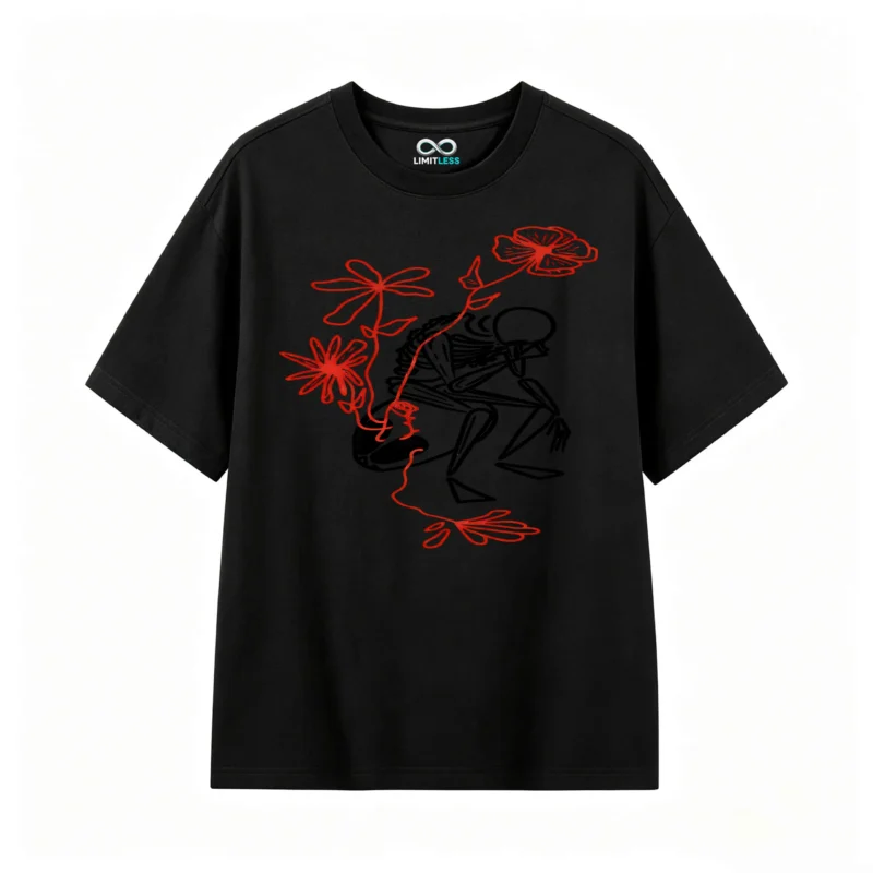 Remera Algodón Estampado Flores Abstractas Casual Premium